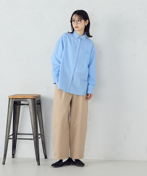 COMME CA ISM(コムサイズム)の「ブロード ボタンダウンシャツ(シャツ/ブラウス・レディース・ピンク/サックスブルー/ストライプ・MEDIUM/LARGE)」の9枚目の写真