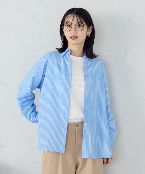 COMME CA ISM(コムサイズム)の「ブロード ボタンダウンシャツ(シャツ/ブラウス・レディース・ピンク/サックスブルー/ストライプ・MEDIUM/LARGE)」の13枚目の写真