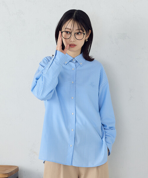 COMME CA ISM(コムサイズム)の「ブロード ボタンダウンシャツ(シャツ/ブラウス・レディース・ピンク/サックスブルー/ストライプ・MEDIUM/LARGE)」の16枚目の写真