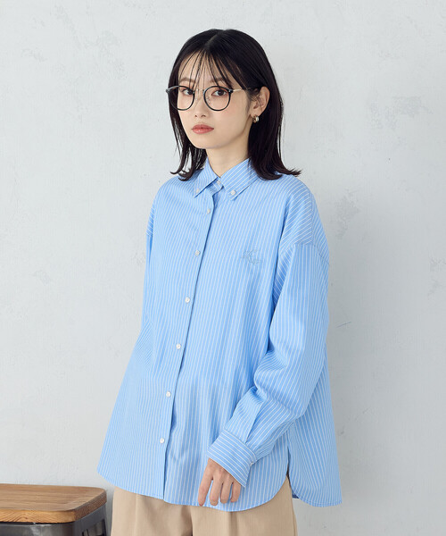 COMME CA ISM(コムサイズム)の「ブロード ボタンダウンシャツ(シャツ/ブラウス・レディース・ピンク/サックスブルー/ストライプ・MEDIUM/LARGE)」の3枚目の写真