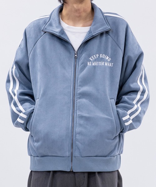 JOHN'S CLOSET（ジョンズクローゼット）の「【13】裏ボアスエード ボンディング刺繍 サイドライン トラックジャケット（ジャージ・メンズ・アイボリー/サックスブルー/チャコールグレー・MEDIUM/LARGE）」の3枚目の写真