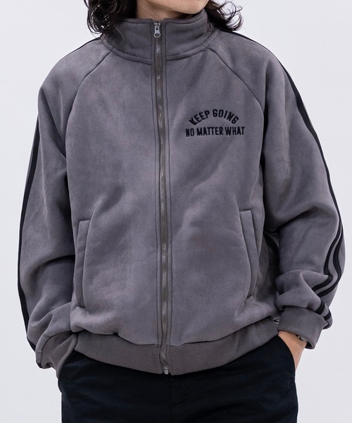 JOHN'S CLOSET（ジョンズクローゼット）の「【13】裏ボアスエード ボンディング刺繍 サイドライン トラックジャケット（ジャージ・メンズ・アイボリー/サックスブルー/チャコールグレー・MEDIUM/LARGE）」の2枚目の写真