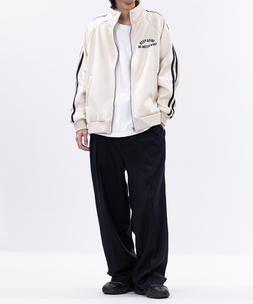 JOHN'S CLOSET（ジョンズクローゼット）の「【13】裏ボアスエード ボンディング刺繍 サイドライン トラックジャケット（ジャージ・メンズ・アイボリー/サックスブルー/チャコールグレー・MEDIUM/LARGE）」の10枚目の写真