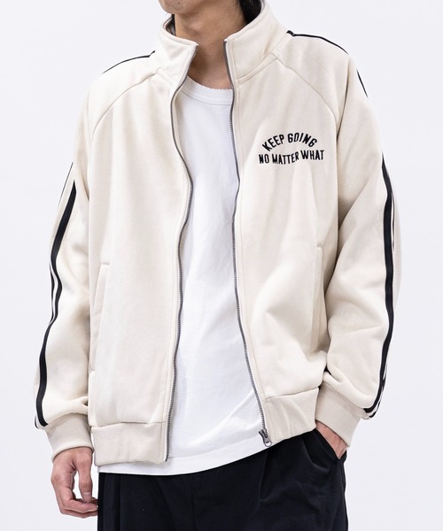 JOHN'S CLOSET（ジョンズクローゼット）の「【13】裏ボアスエード ボンディング刺繍 サイドライン トラックジャケット（ジャージ・メンズ・アイボリー/サックスブルー/チャコールグレー・MEDIUM/LARGE）」の7枚目の写真