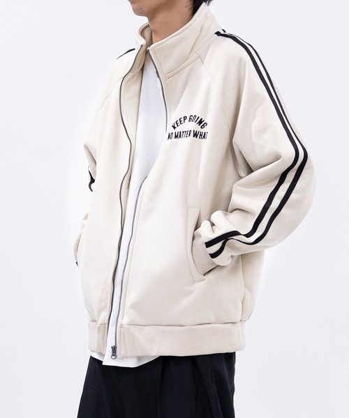 JOHN'S CLOSET（ジョンズクローゼット）の「【13】裏ボアスエード ボンディング刺繍 サイドライン トラックジャケット（ジャージ・メンズ・アイボリー/サックスブルー/チャコールグレー・MEDIUM/LARGE）」の8枚目の写真