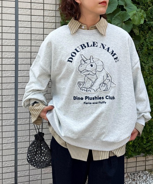 DOUBLE NAME（ダブルネーム）の「Dino Plushies Club刺しゅうプルオーバー（Tシャツ/カットソー・レディース・グリーン/ライトグレー/オフホワイト・FREE）」の16枚目の写真