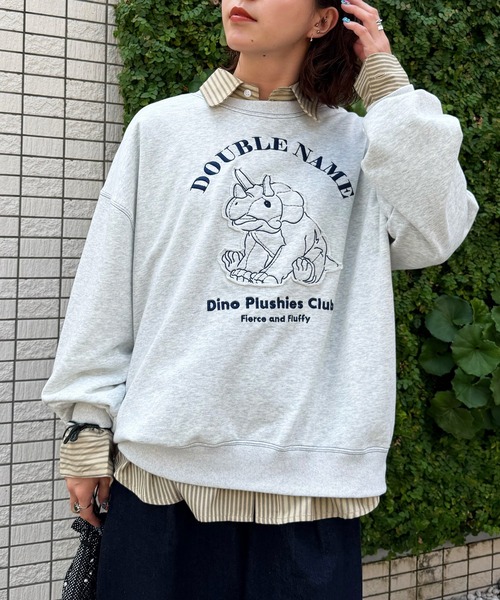 DOUBLE NAME（ダブルネーム）の「Dino Plushies Club刺しゅうプルオーバー（Tシャツ/カットソー・レディース・グリーン/ライトグレー/オフホワイト・FREE）」の17枚目の写真