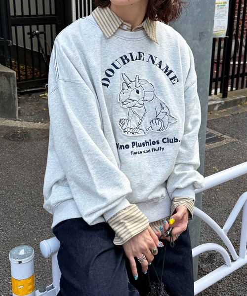 DOUBLE NAME（ダブルネーム）の「Dino Plushies Club刺しゅうプルオーバー（Tシャツ/カットソー・レディース・グリーン/ライトグレー/オフホワイト・FREE）」の19枚目の写真