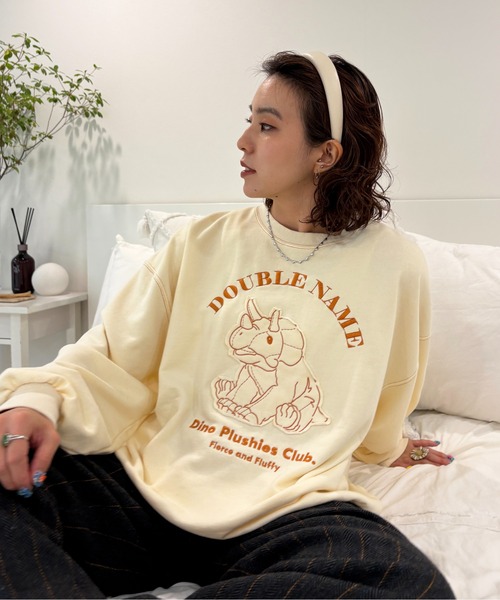 DOUBLE NAME（ダブルネーム）の「Dino Plushies Club刺しゅうプルオーバー（Tシャツ/カットソー・レディース・グリーン/ライトグレー/オフホワイト・FREE）」の14枚目の写真