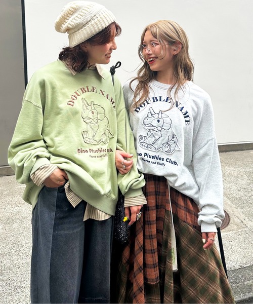 DOUBLE NAME（ダブルネーム）の「Dino Plushies Club刺しゅうプルオーバー（Tシャツ/カットソー・レディース・グリーン/ライトグレー/オフホワイト・FREE）」の21枚目の写真
