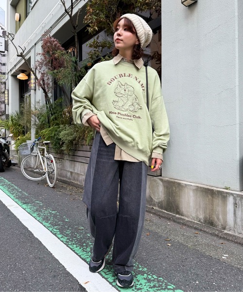 DOUBLE NAME（ダブルネーム）の「Dino Plushies Club刺しゅうプルオーバー（Tシャツ/カットソー・レディース・グリーン/ライトグレー/オフホワイト・FREE）」の11枚目の写真