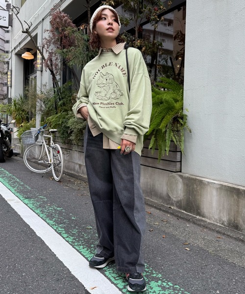 DOUBLE NAME（ダブルネーム）の「Dino Plushies Club刺しゅうプルオーバー（Tシャツ/カットソー・レディース・グリーン/ライトグレー/オフホワイト・FREE）」の12枚目の写真