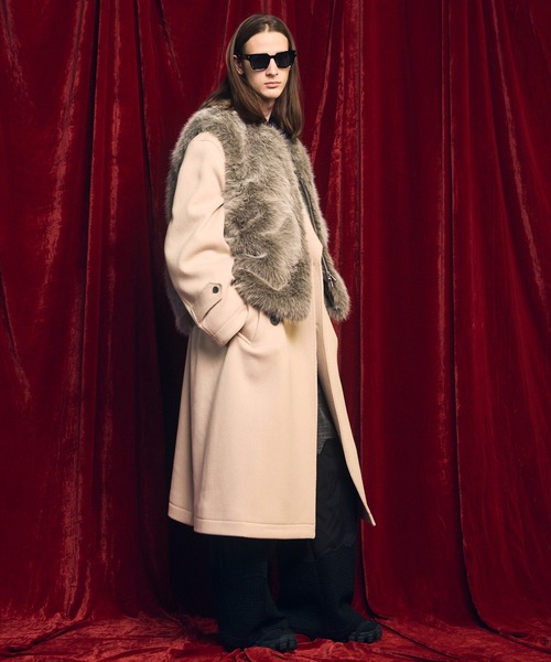 UNISEX》Zigzag Different Material Docking Slacks/ジグザグ異素材