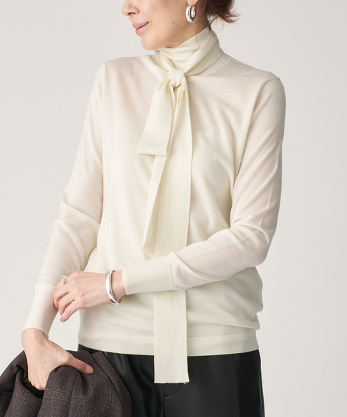 VERMEIL par iena(ヴェルメイユパーイエナ)の「LE PETIT PULLE ル プティ プレ highneck sweater 1251055(ニット/セーター・レディース・アイボリー/ブラック・FREE)」の2枚目の写真