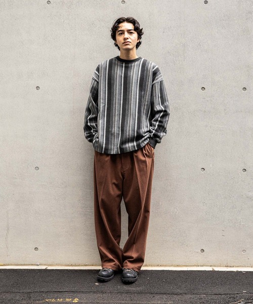 セール】起毛ストライププルオーバー（Tシャツ/カットソー）｜niko and