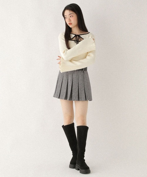 Heather(ヘザー)の「2WAYフロントカットアウトニット 608404(ニット/セーター・レディース・ネイビー/アイボリー/ブラウン・FREE)」の5枚目の写真