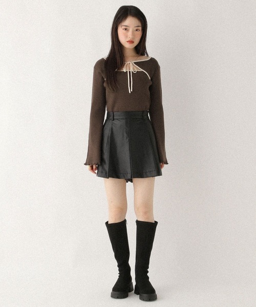 Heather(ヘザー)の「2WAYフロントカットアウトニット 608404(ニット/セーター・レディース・ネイビー/アイボリー/ブラウン・FREE)」の10枚目の写真