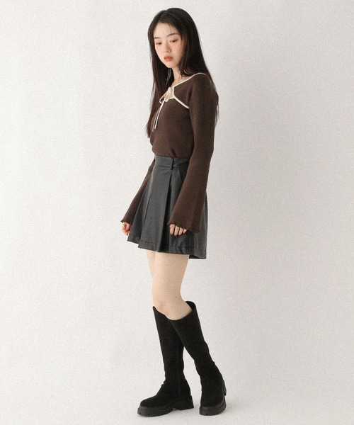 Heather(ヘザー)の「2WAYフロントカットアウトニット 608404(ニット/セーター・レディース・ネイビー/アイボリー/ブラウン・FREE)」の12枚目の写真