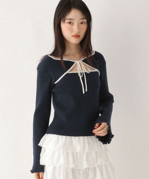 Heather(ヘザー)の「2WAYフロントカットアウトニット 608404(ニット/セーター・レディース・ネイビー/アイボリー/ブラウン・FREE)」の19枚目の写真