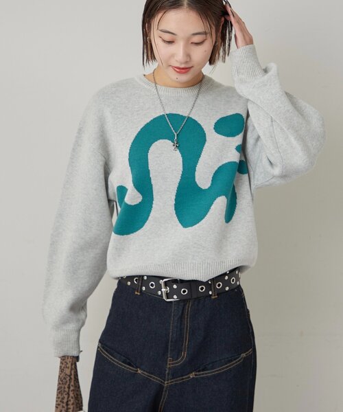 WHO'S WHO gallery（フーズフーギャラリー）の「【COOPER】Mgロゴジャガードニット（ニット/セーター・レディース・ブラック/ホワイト/ネイビー・MEDIUM/SMALL）」の5枚目の写真