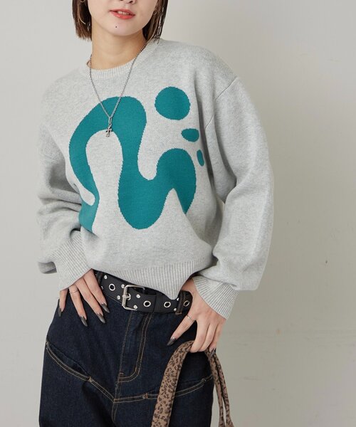 WHO'S WHO gallery（フーズフーギャラリー）の「【COOPER】Mgロゴジャガードニット（ニット/セーター・レディース・ブラック/ホワイト/ネイビー・MEDIUM/SMALL）」の8枚目の写真