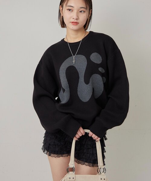 WHO'S WHO gallery（フーズフーギャラリー）の「【COOPER】Mgロゴジャガードニット（ニット/セーター・レディース・ブラック/ホワイト/ネイビー・MEDIUM/SMALL）」の10枚目の写真