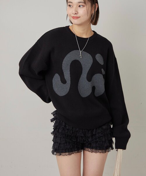 WHO'S WHO gallery（フーズフーギャラリー）の「【COOPER】Mgロゴジャガードニット（ニット/セーター・レディース・ブラック/ホワイト/ネイビー・MEDIUM/SMALL）」の11枚目の写真