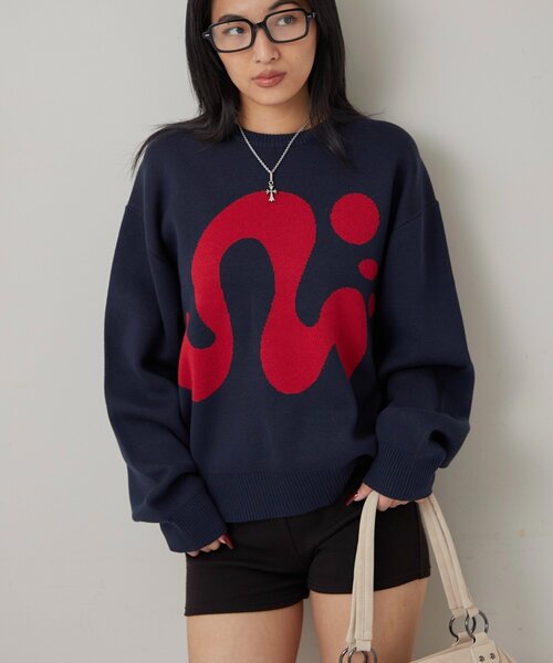 WHO'S WHO gallery（フーズフーギャラリー）の「【COOPER】Mgロゴジャガードニット（ニット/セーター・レディース・ブラック/ホワイト/ネイビー・MEDIUM/SMALL）」の15枚目の写真