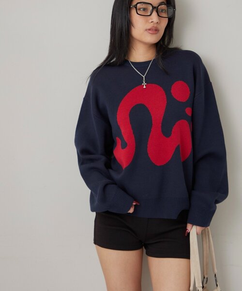 WHO'S WHO gallery（フーズフーギャラリー）の「【COOPER】Mgロゴジャガードニット（ニット/セーター・レディース・ブラック/ホワイト/ネイビー・MEDIUM/SMALL）」の16枚目の写真