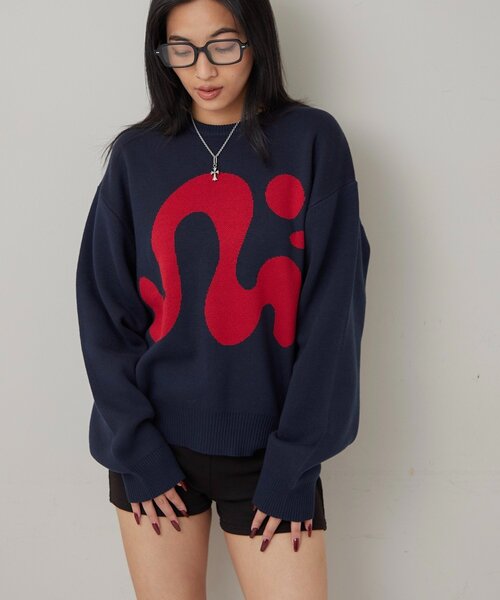 WHO'S WHO gallery（フーズフーギャラリー）の「【COOPER】Mgロゴジャガードニット（ニット/セーター・レディース・ブラック/ホワイト/ネイビー・MEDIUM/SMALL）」の17枚目の写真