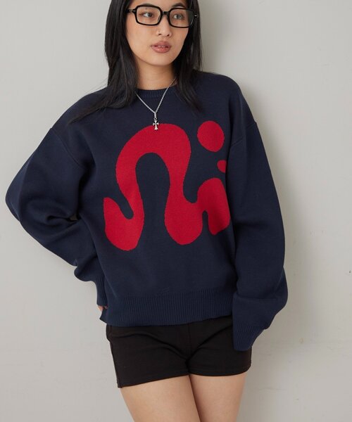 WHO'S WHO gallery（フーズフーギャラリー）の「【COOPER】Mgロゴジャガードニット（ニット/セーター・レディース・ブラック/ホワイト/ネイビー・MEDIUM/SMALL）」の18枚目の写真