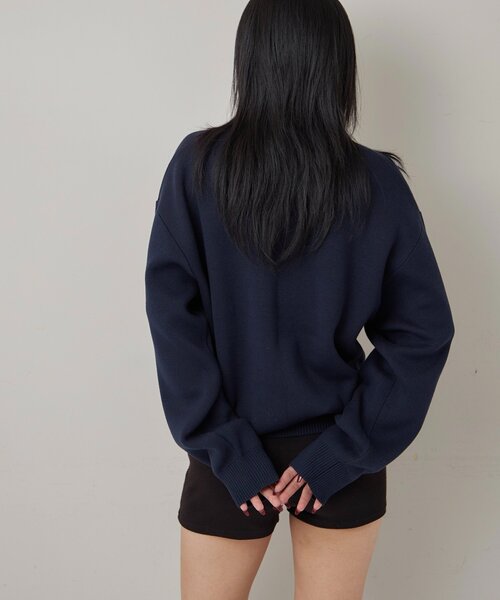 WHO'S WHO gallery（フーズフーギャラリー）の「【COOPER】Mgロゴジャガードニット（ニット/セーター・レディース・ブラック/ホワイト/ネイビー・MEDIUM/SMALL）」の19枚目の写真