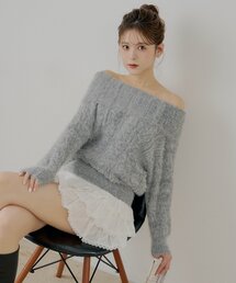 Chico | リブデザインオフショルルーズニット(ニット/セーター)