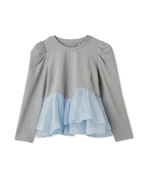 CELFORD セルフォード ペプラムトップス フリル袖 ライトグレー ペプラムドッキングカットトップス（Tシャツ/カットソー）｜CELFORD