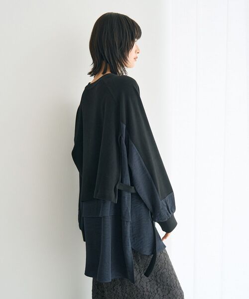 Editt by YECCA VECCA（エディットバイイェッカヴェッカ）の「素材MIXレイヤード起毛プルオーバー（スウェット・レディース・ブラック/グレー/チャコールグレー・FREE）」の9枚目の写真