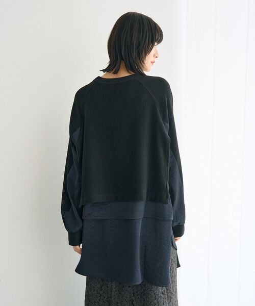 Editt by YECCA VECCA（エディットバイイェッカヴェッカ）の「素材MIXレイヤード起毛プルオーバー（スウェット・レディース・ブラック/グレー/チャコールグレー・FREE）」の11枚目の写真
