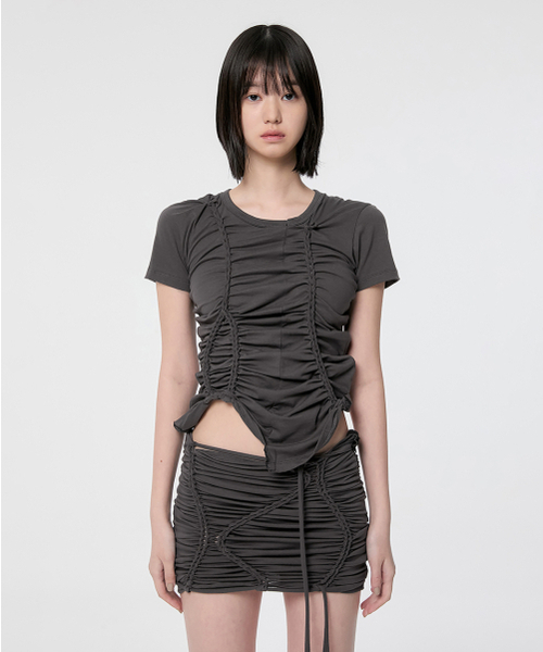 FLAREUP（フレアアップ）の「Handmade Twisted T-Shirt (FL-119_Charcoal)（Tシャツ/カットソー・レディース・チャコール・OS）」の5枚目の写真