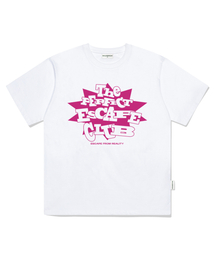 ピンク ザ パーフェクト エスケープクラブ プリント オーバーサイズ 半袖Tシャツ ホワイト