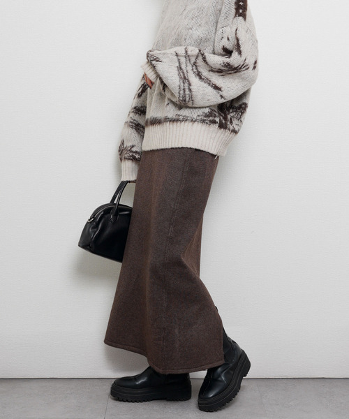 Chillfar（チルファー）の「ニットロングスカート（スカート・レディース・グレー/ブラック/ベージュ/チャコール/ブラウン・FREE）」の8枚目の写真