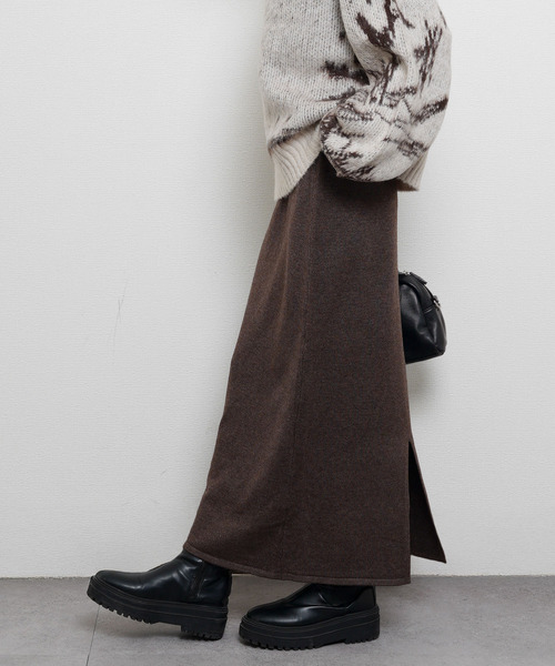Chillfar（チルファー）の「ニットロングスカート（スカート・レディース・グレー/ブラック/ベージュ/チャコール/ブラウン・FREE）」の9枚目の写真