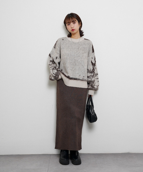 Chillfar（チルファー）の「ニットロングスカート（スカート・レディース・グレー/ブラック/ベージュ/チャコール/ブラウン・FREE）」の12枚目の写真