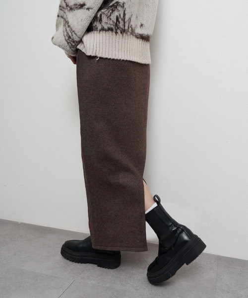 Chillfar（チルファー）の「ニットロングスカート（スカート・レディース・グレー/ブラック/ベージュ/チャコール/ブラウン・FREE）」の14枚目の写真