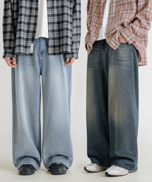 LEMAIN SECOND（リメインセカンド）の「[2PACK] VINTAGE CAT WASHING WIDE DENIM PANTS - LIGHT BLUE/SAND BLUE（デニムパンツ）」