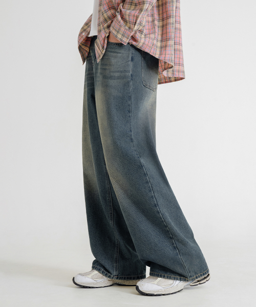 LEMAIN SECOND（リメインセカンド）の「[2PACK] VINTAGE CAT WASHING WIDE DENIM PANTS - LIGHT BLUE/SAND BLUE（デニムパンツ・レディース・その他・MEDIUM/LARGE/X-LARGE/X-SMALL/SMALL）」の4枚目の写真