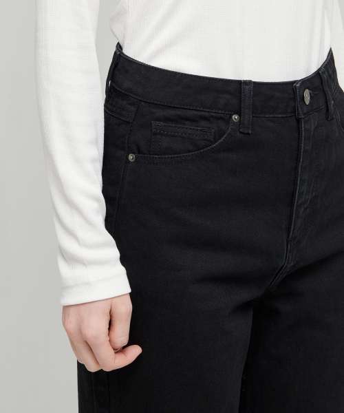 MUSINSA STANDARD WOMAN（ムシンサスタンダードウーマン）の「ウィメンズスラッシュルーズストレートデニムパンツ[ブラック]（デニムパンツ・レディース・その他・30/24/25/26/27/28/29）」の5枚目の写真