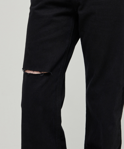 MUSINSA STANDARD WOMAN（ムシンサスタンダードウーマン）の「ウィメンズスラッシュルーズストレートデニムパンツ[ブラック]（デニムパンツ・レディース・その他・30/24/25/26/27/28/29）」の6枚目の写真