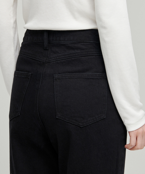 MUSINSA STANDARD WOMAN（ムシンサスタンダードウーマン）の「ウィメンズスラッシュルーズストレートデニムパンツ[ブラック]（デニムパンツ・レディース・その他・30/24/25/26/27/28/29）」の7枚目の写真