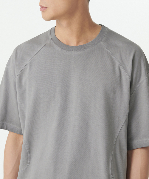 MUSINSA STANDARD（ムシンサスタンダード）の「ルナ ダイング ストラクチャード オーバーサイズ クルーネック Tシャツ [ライトグレー]（Tシャツ/カットソー・メンズ・その他・XX-LARGE/XXX-LARGE/LARGE/MEDIUM/SMALL/X-LARGE）」の4枚目の写真