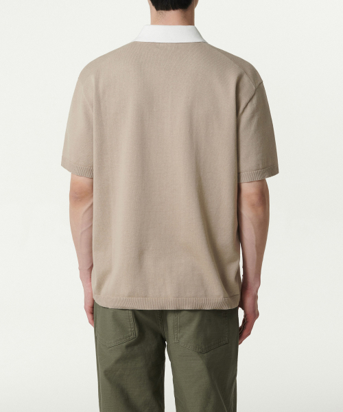 MUSINSA STANDARD（ムシンサスタンダード）の「コントラストカラー ニットポロシャツ [ベージュ]（ポロシャツ・メンズ・その他・XX-LARGE/LARGE/MEDIUM/SMALL/X-LARGE）」の3枚目の写真