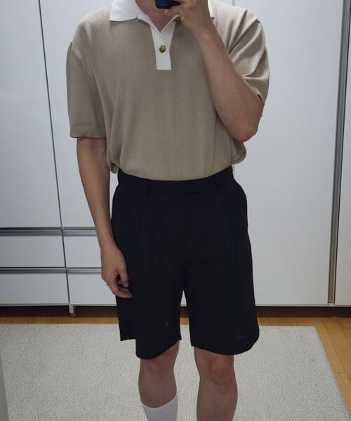 MUSINSA STANDARD（ムシンサスタンダード）の「コントラストカラー ニットポロシャツ [ベージュ]（ポロシャツ・メンズ・その他・XX-LARGE/LARGE/MEDIUM/SMALL/X-LARGE）」の7枚目の写真